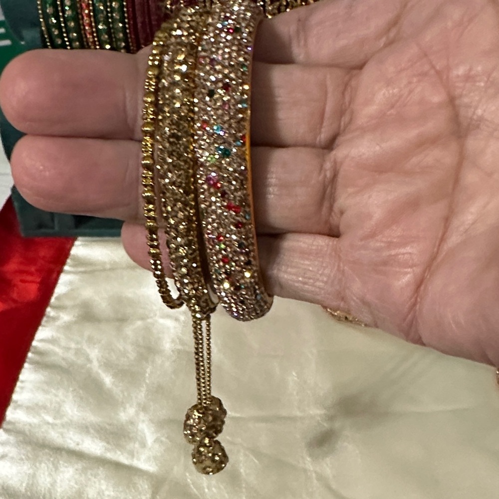 Sparkling Gold and Silver Bracelet Set of 3 - Picture 3 of 5